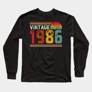 Vintage 1986 Birthday Gift Retro Style Long Sleeve T-Shirt